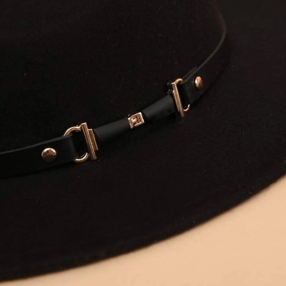 NEW| Black Belt Trendy Fedora Hat - Picture 2 of 3